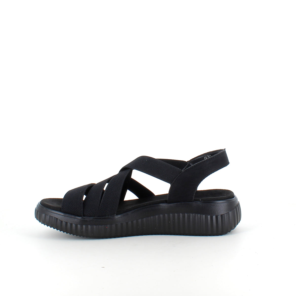 Remonte sandal i sort til dame – bredde, elastiske remme & fast hælrem