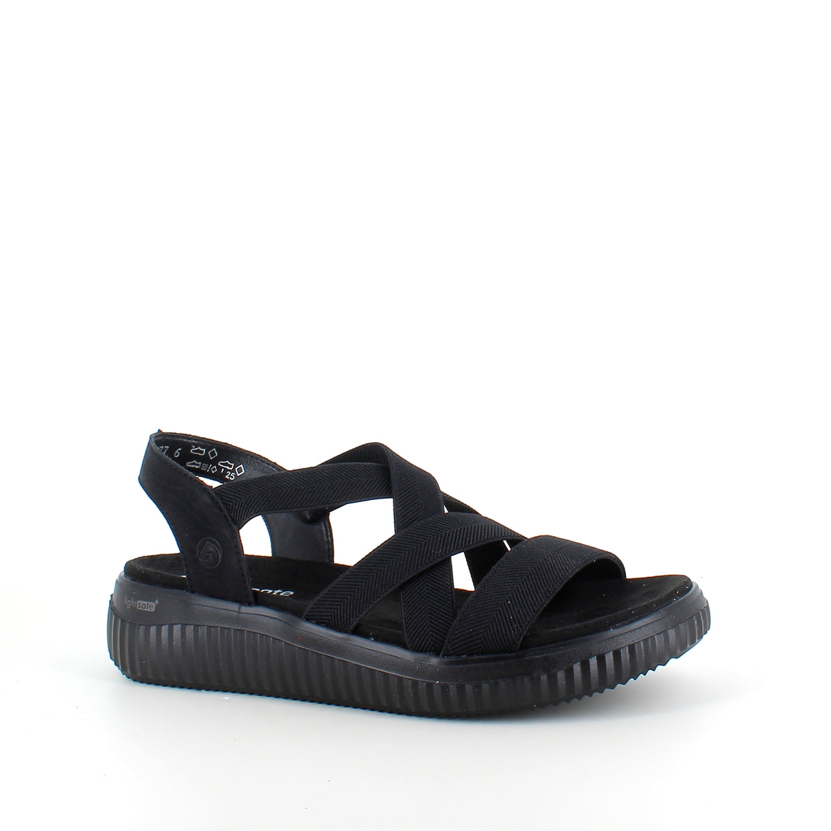 Remonte sandal i sort til dame – bredde, elastiske remme & fast hælrem