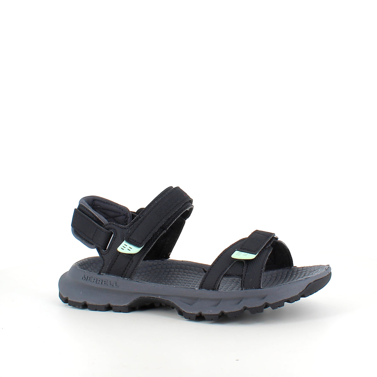 Sort Merrell sandal med stødabsorberende komfort til aktiv hverdag