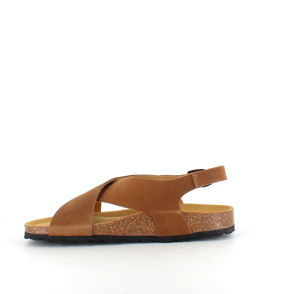 Serraje Roble – brun sandal med krydsremme & bagrem