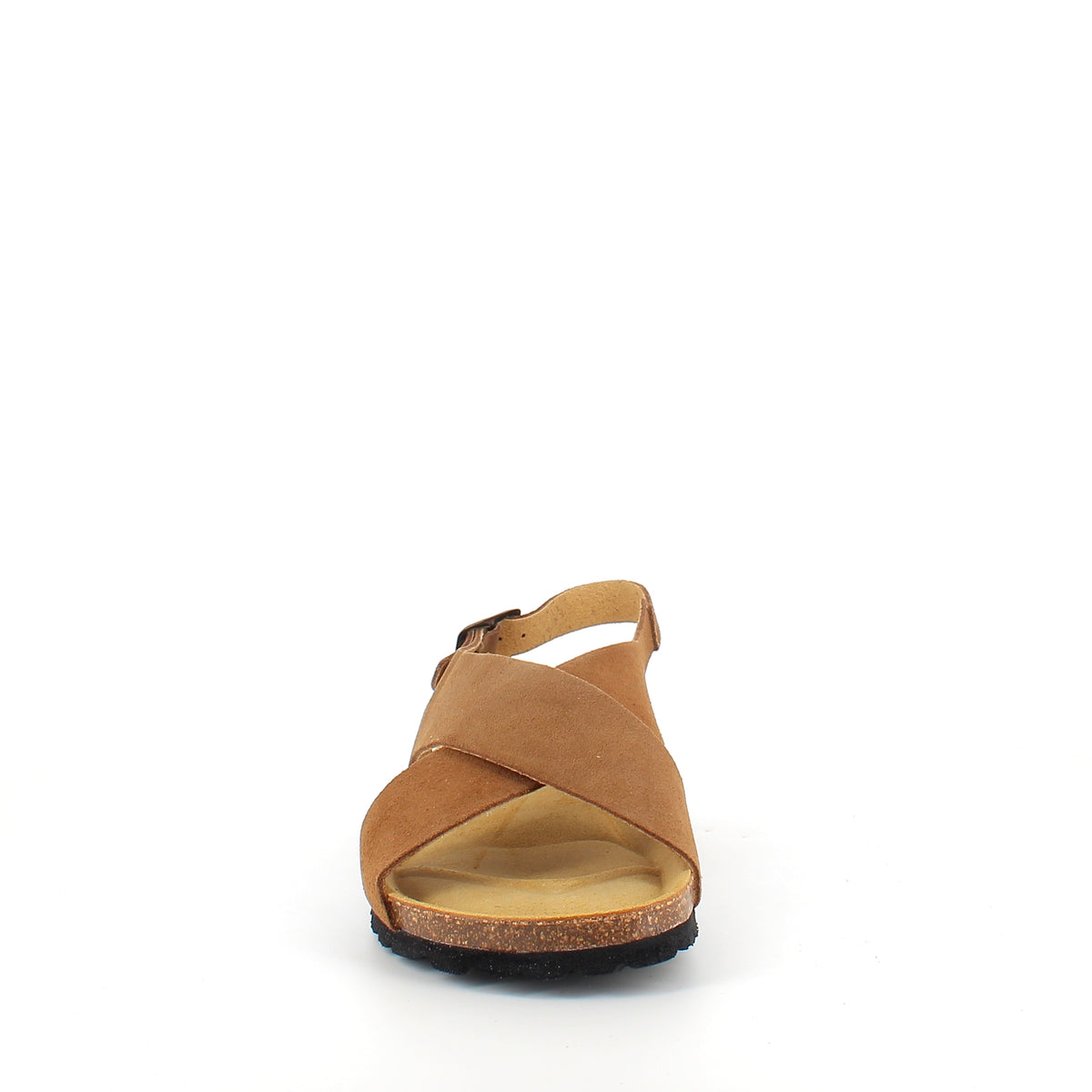 Serraje Roble – brun sandal med krydsremme & bagrem