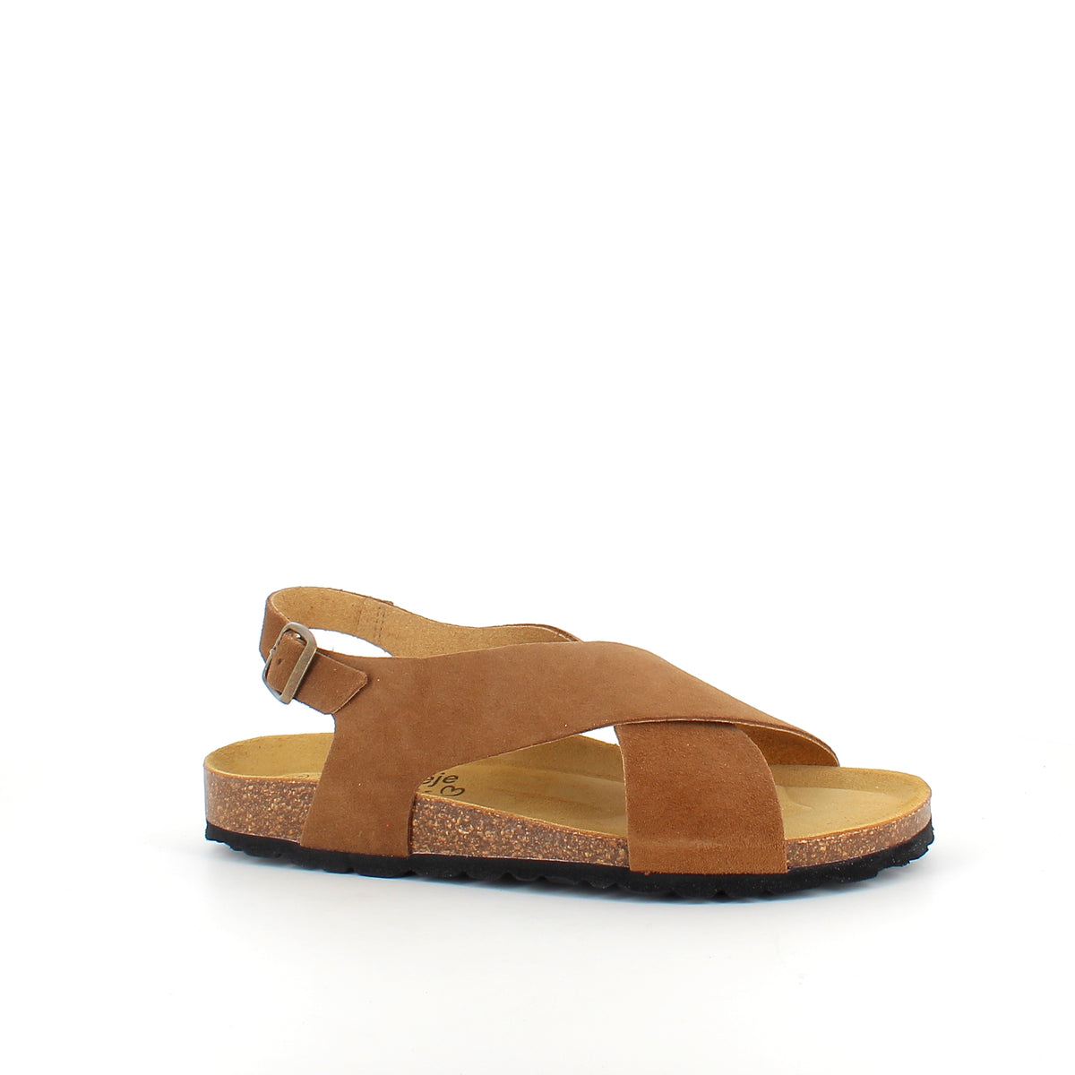 Serraje Roble – brun sandal med krydsremme & bagrem