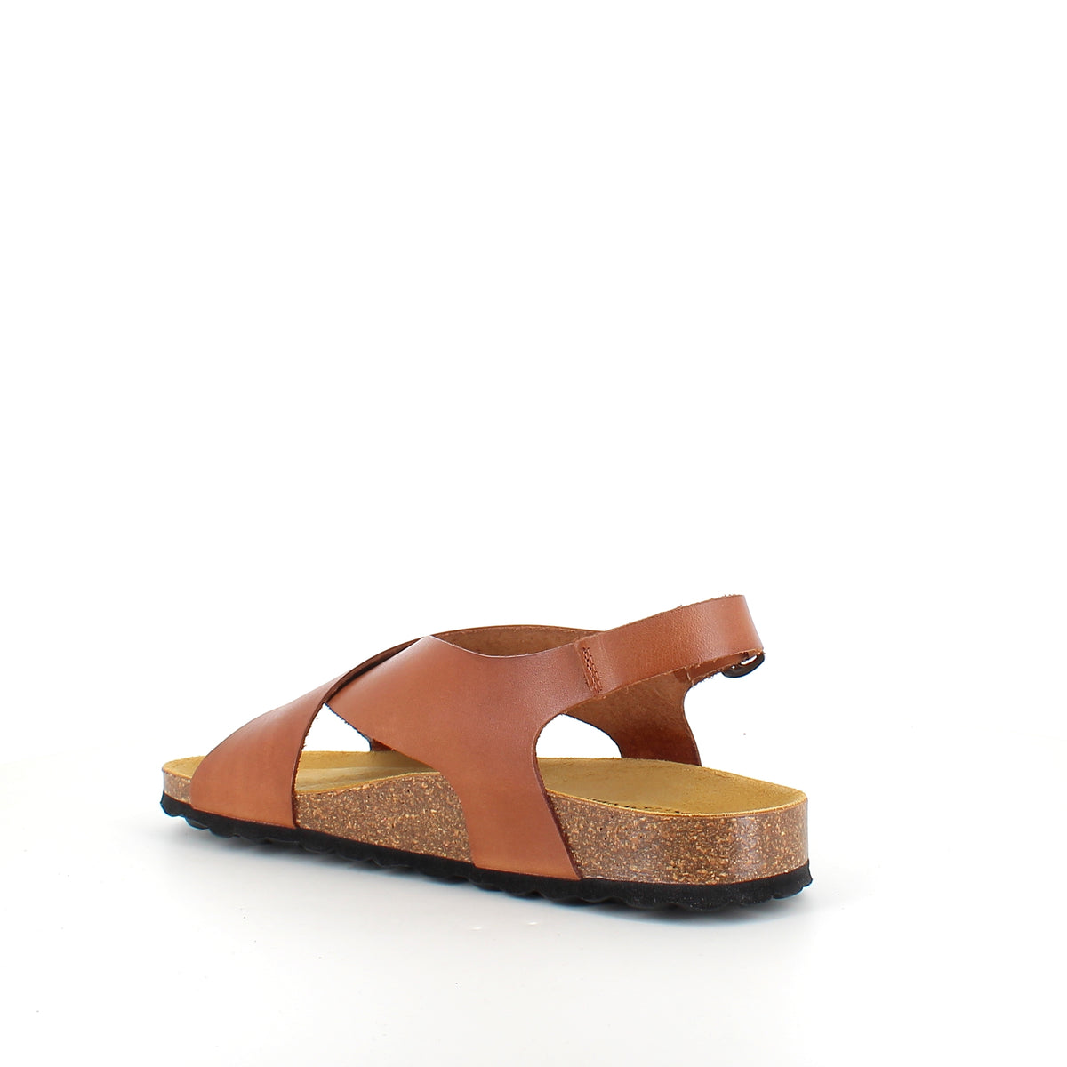 Brun sandal i glat skind med krydsremme & bagrem | Sygeplejebutikken