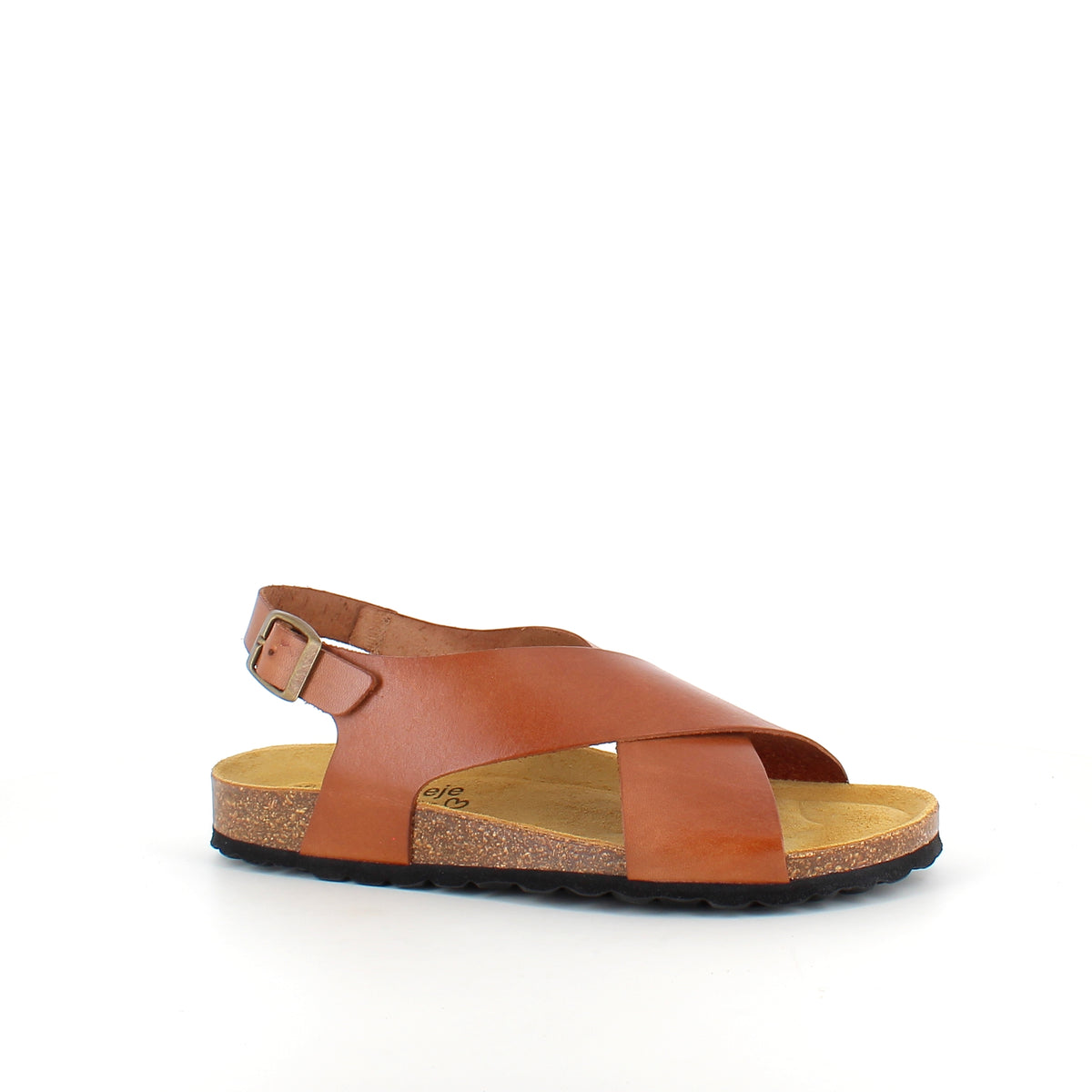 Brun sandal i glat skind med krydsremme & bagrem | Sygeplejebutikken
