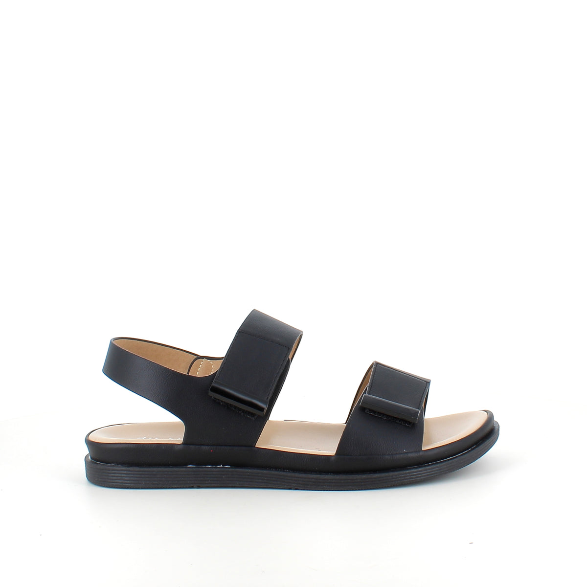 Sort sandal med justerbare remme og blød komfortsål