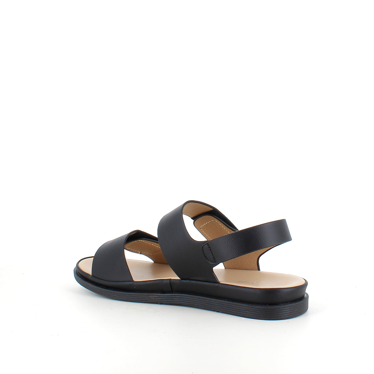 Sort sandal med justerbare remme & blød komfortsål