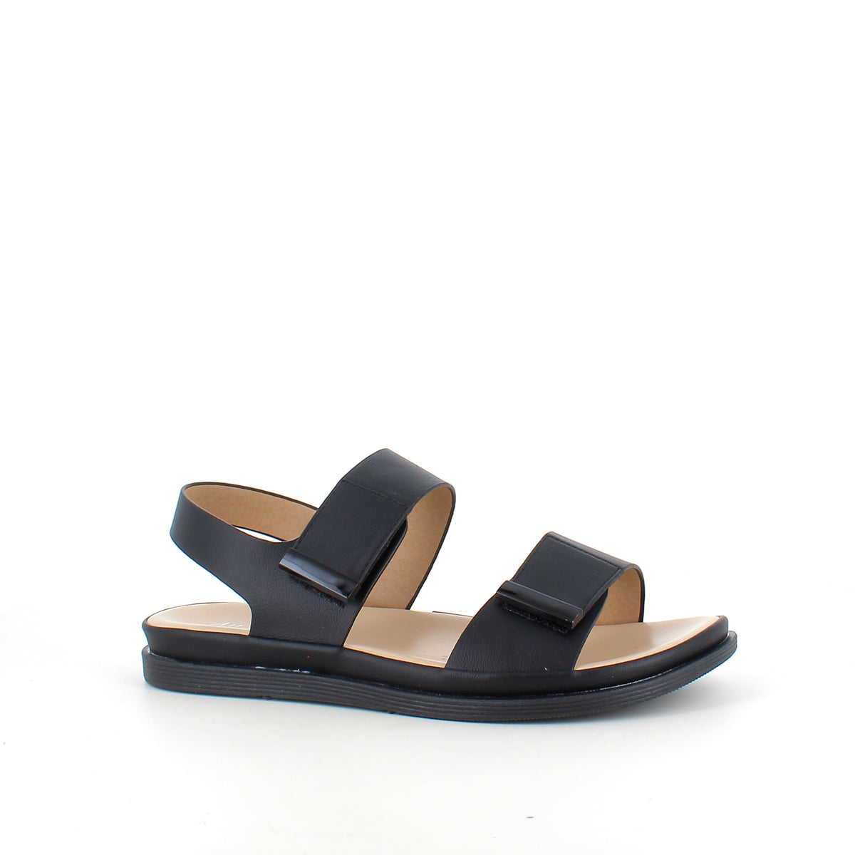 Sort sandal med justerbare remme & blød komfortsål