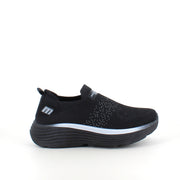 Sort slip-on komfort sneaker med stødabsorbering og åndbart strik