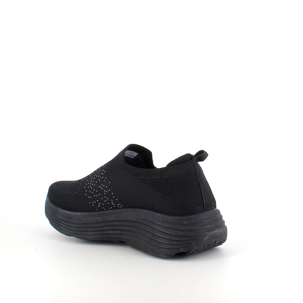 Sort slip-on komfort sneaker med stødabsorbering & åndbart strik