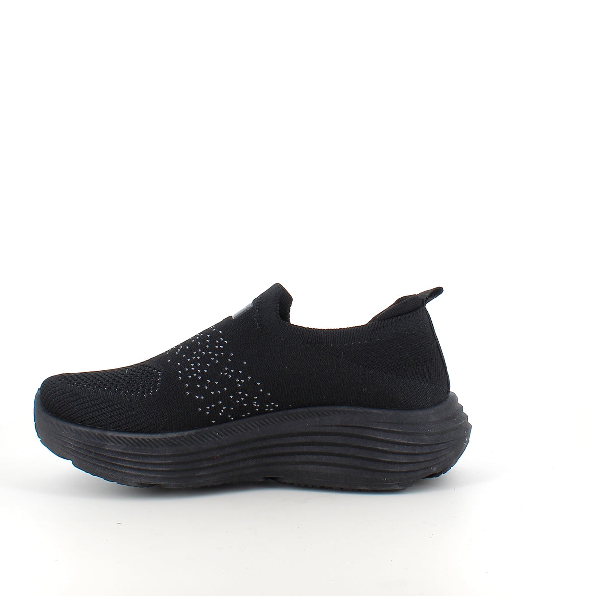Sort slip-on komfort sneaker med stødabsorbering & åndbart strik