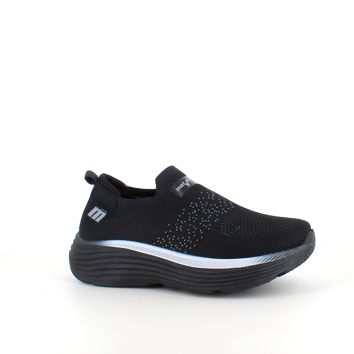 Sort slip-on komfort sneaker med stødabsorbering & åndbart strik