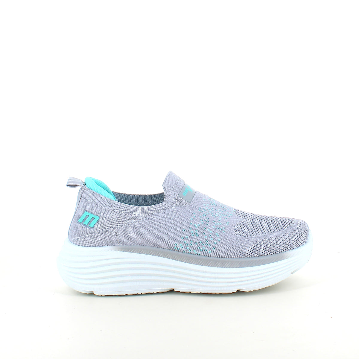 Grå slip-on komfort sneaker med stødabsorbering og åndbart strik