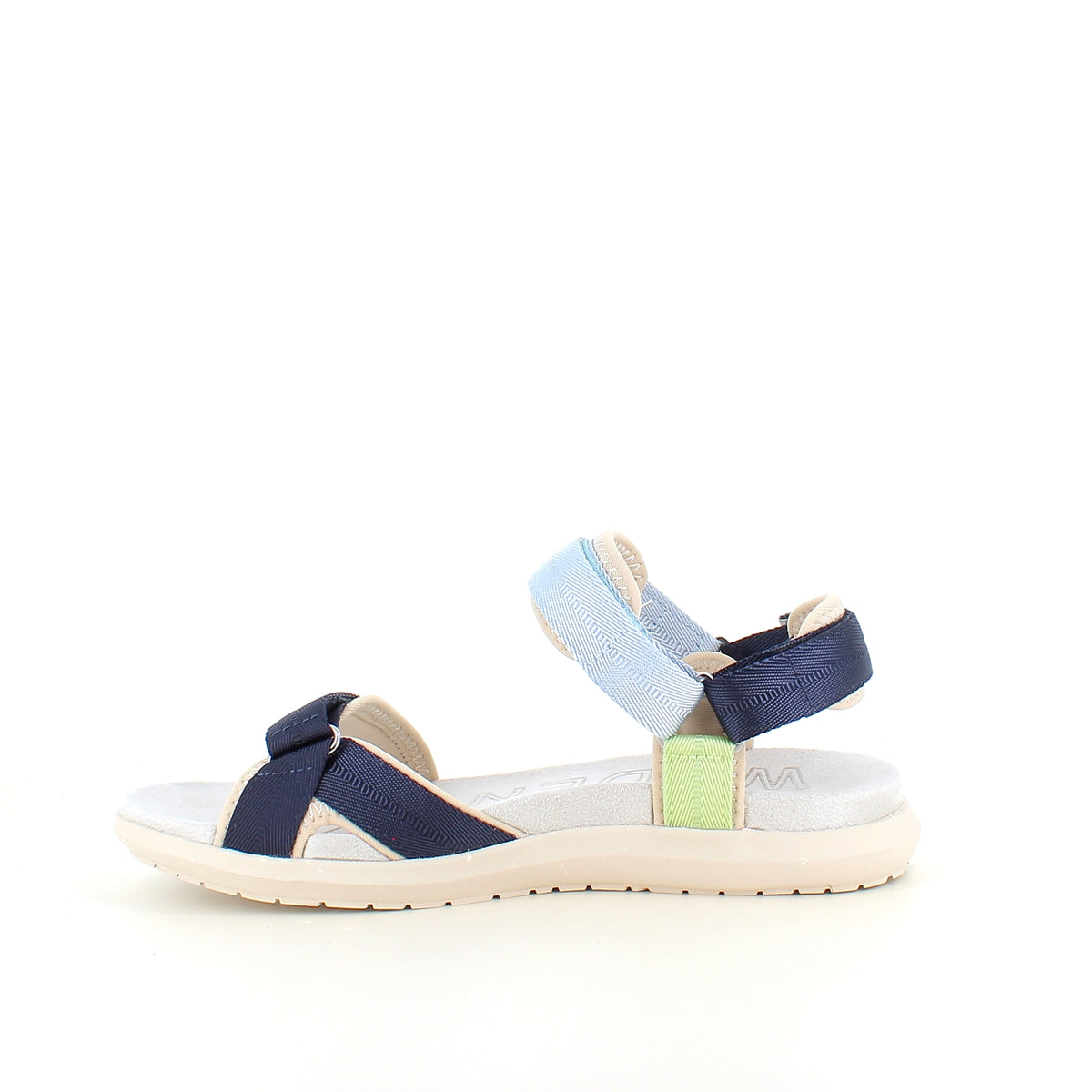 Woden sandal Moonstone Multi i blå, grønne & beige nuancer