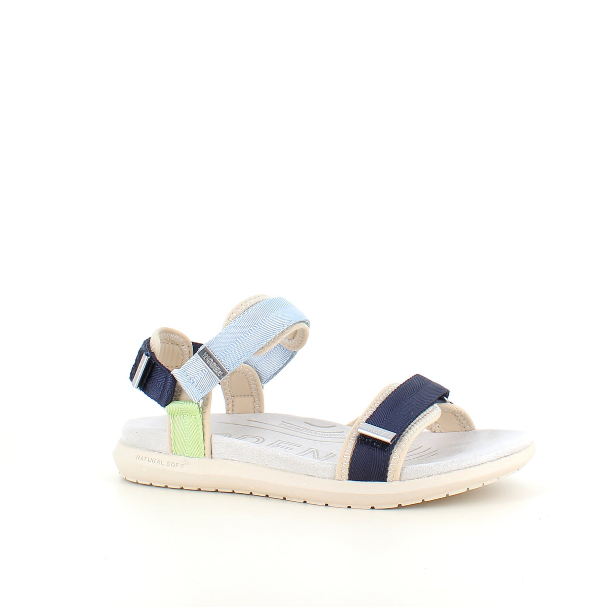 Woden sandal Moonstone Multi i blå, grønne & beige nuancer
