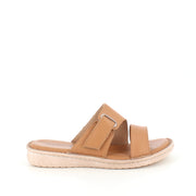 Brun slip on sandal i skind med justerbar rem fra Relaxshoe