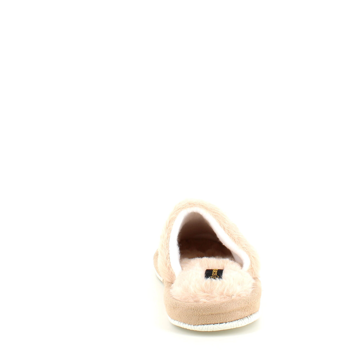 Beige hjemmesko med synlig pelskant