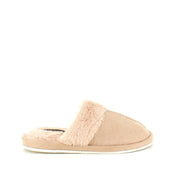 Beige hjemmesko med pelskant