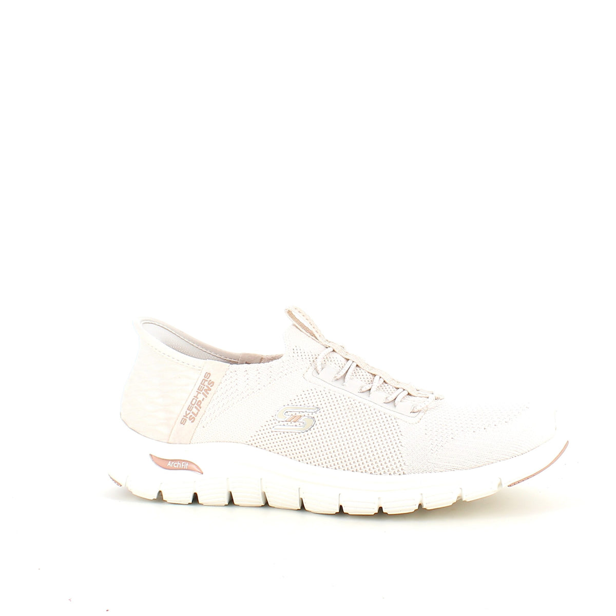 Beige Skechers slip-ins med svangstøtte