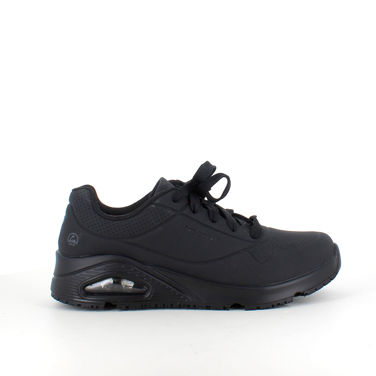 Sort skridsikker arbejdssko fra Skechers med ESD