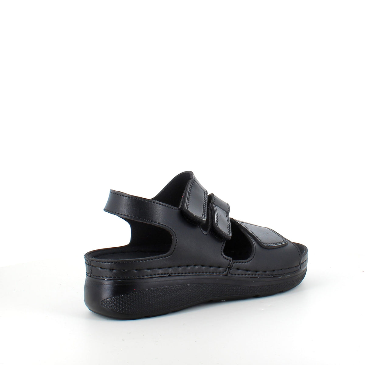 Sort sandal med tre justerbare remme