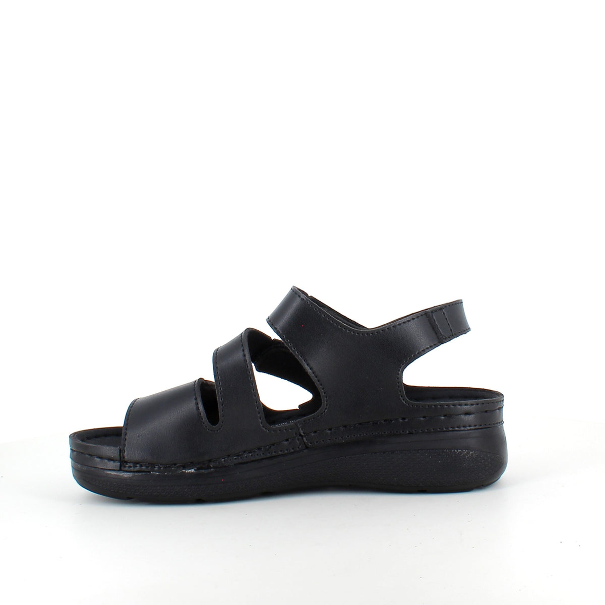 Sort sandal med tre justerbare remme