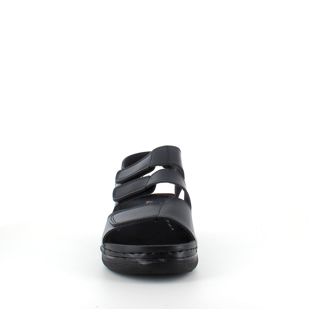 Sort sandal med tre justerbare remme