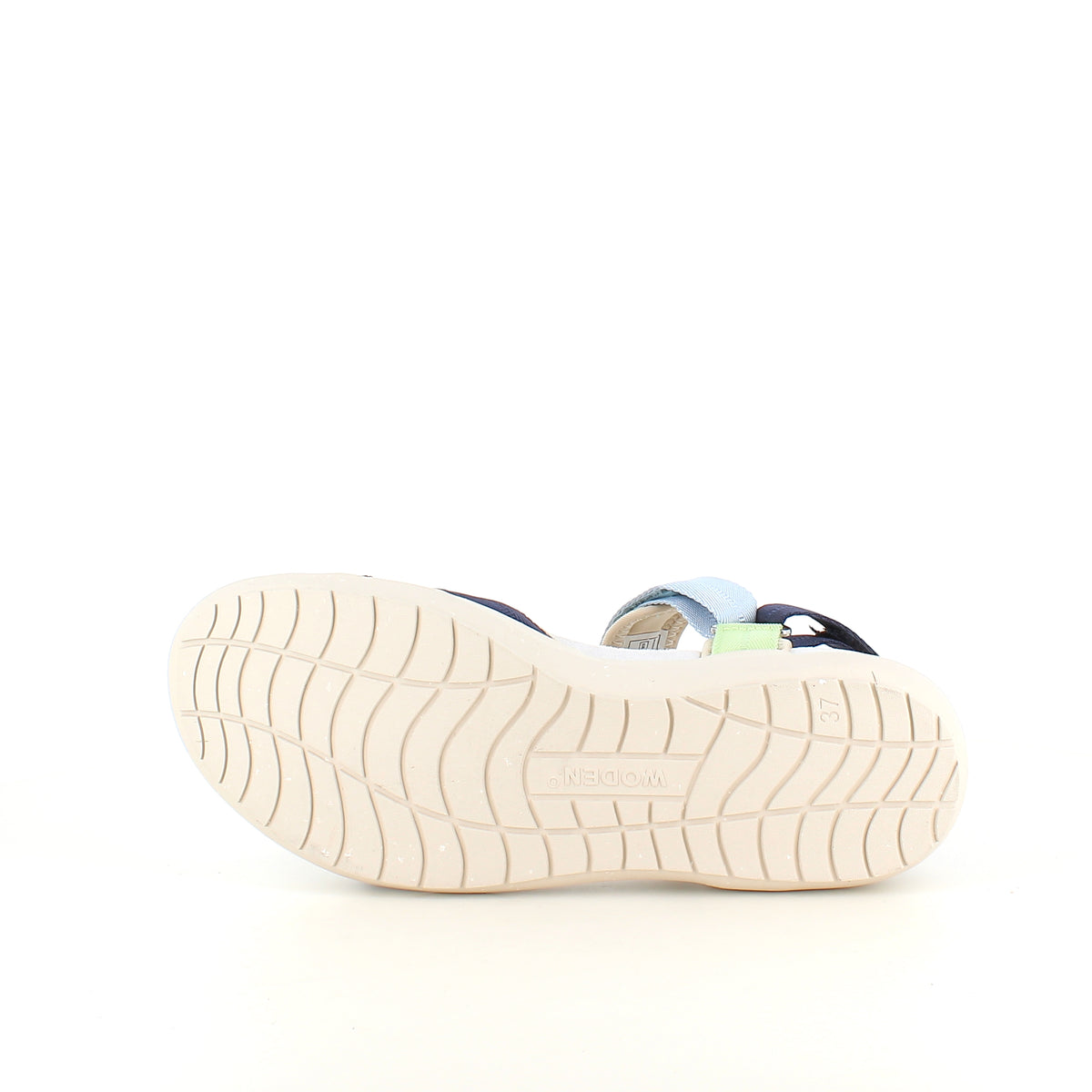 Woden sandal Moonstone Multi i blå, grønne & beige nuancer