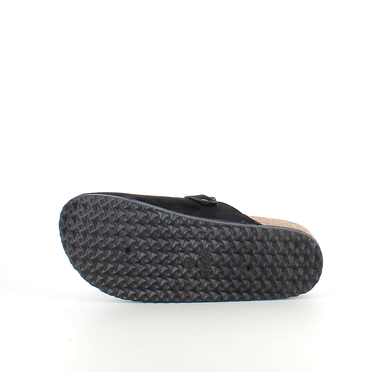Sort slip on sandal i tekstil – klassisk model med justerbart spænde