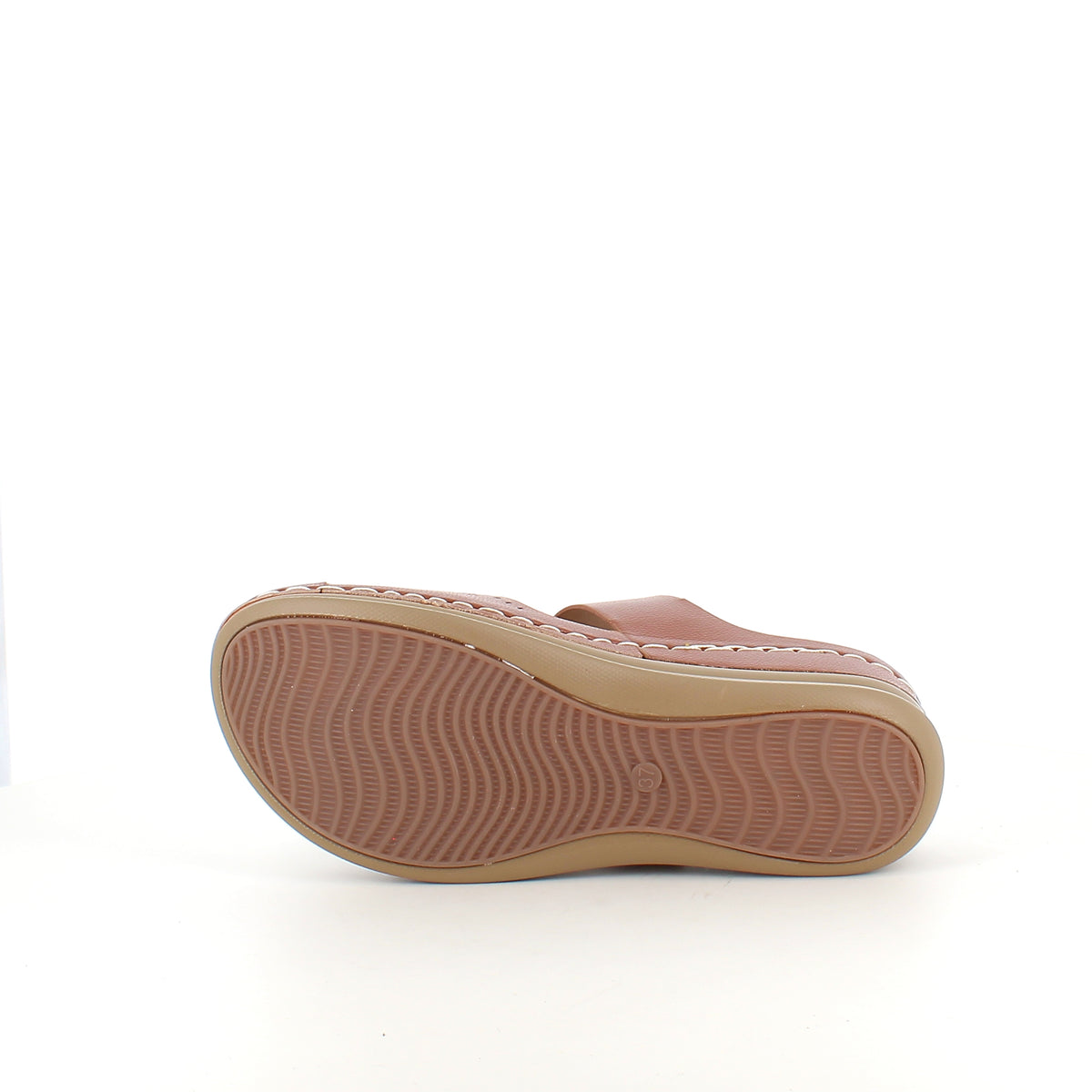 Brun slip on sandal med velcrorem – varm nuance & feminin silhuet
