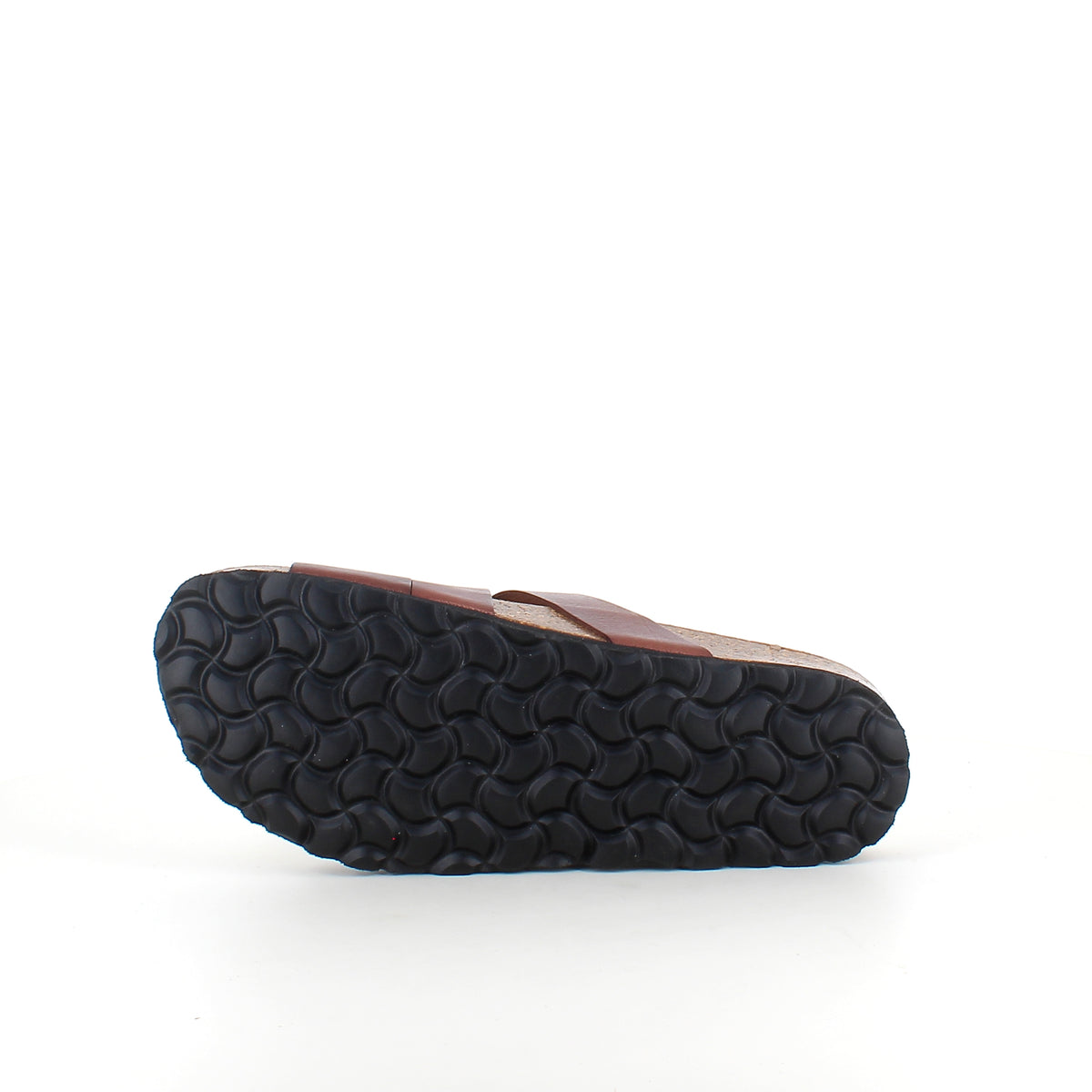 Slip on sandal i brun glat skind med krydsremme – komfort & støtte