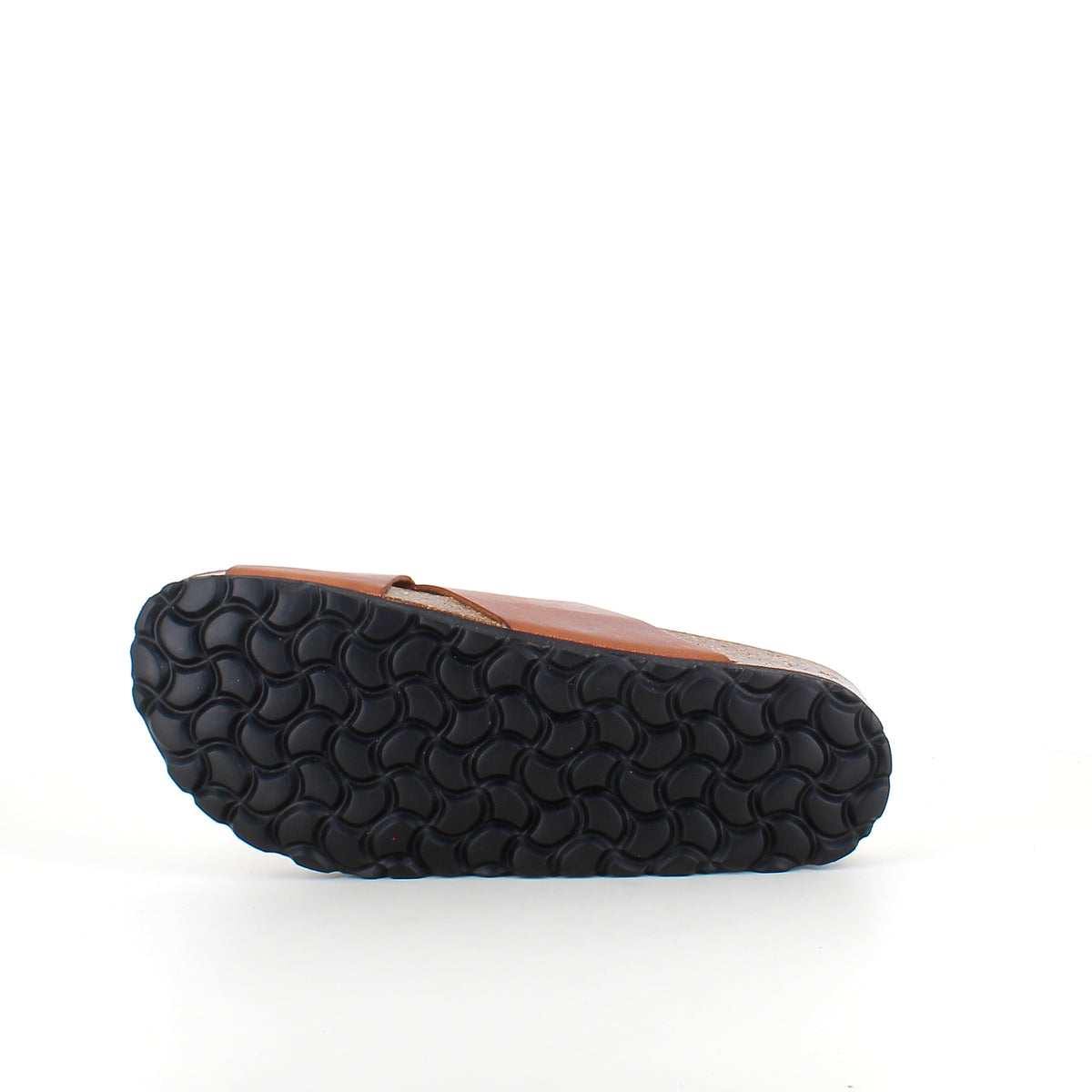 Brun slip on sandal i glat skind med krydsremme | Sygeplejebutikken