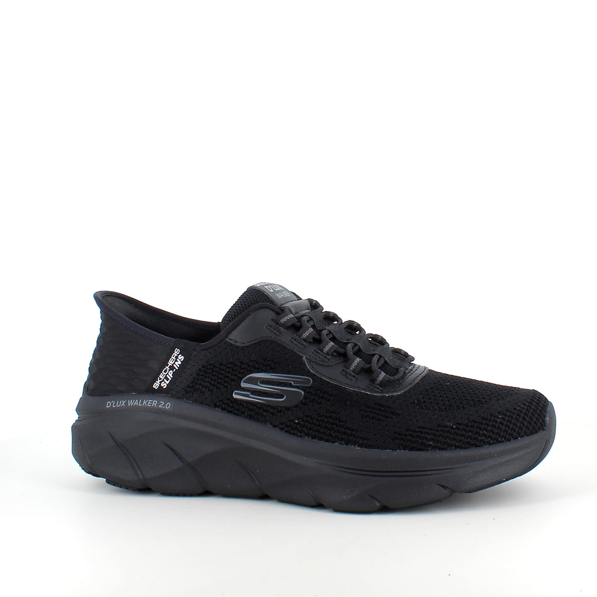 Sort Skechers Slip-ins sneaker med strikket overdel og elastiksnøre