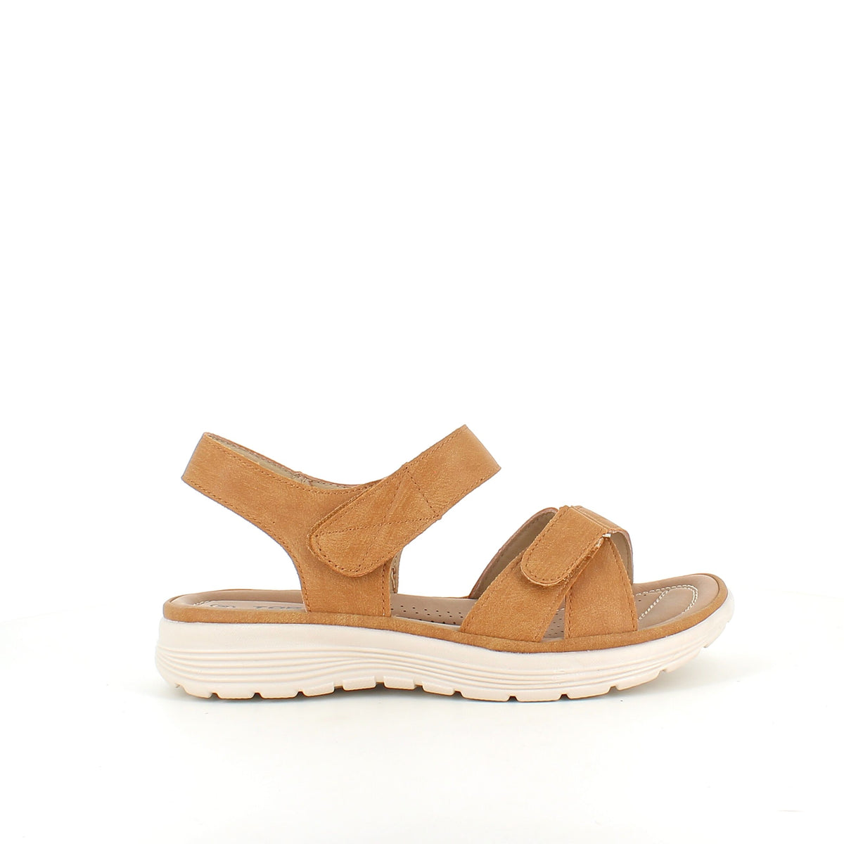 Komfortabel og let sandal i smukt camel-farvet