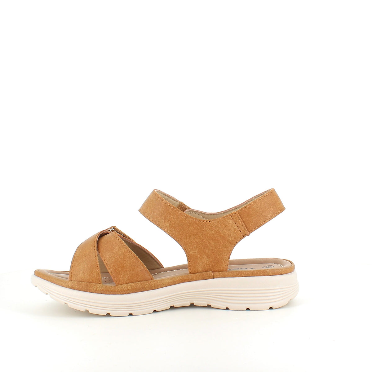 Komfortabel og let sandal i smukt camel-farvet
