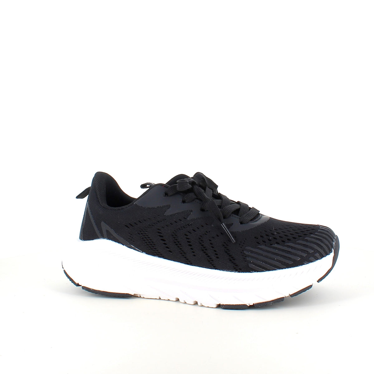 Sort Endurance sneaker med hvid bund, åndbar og stødabsorberende