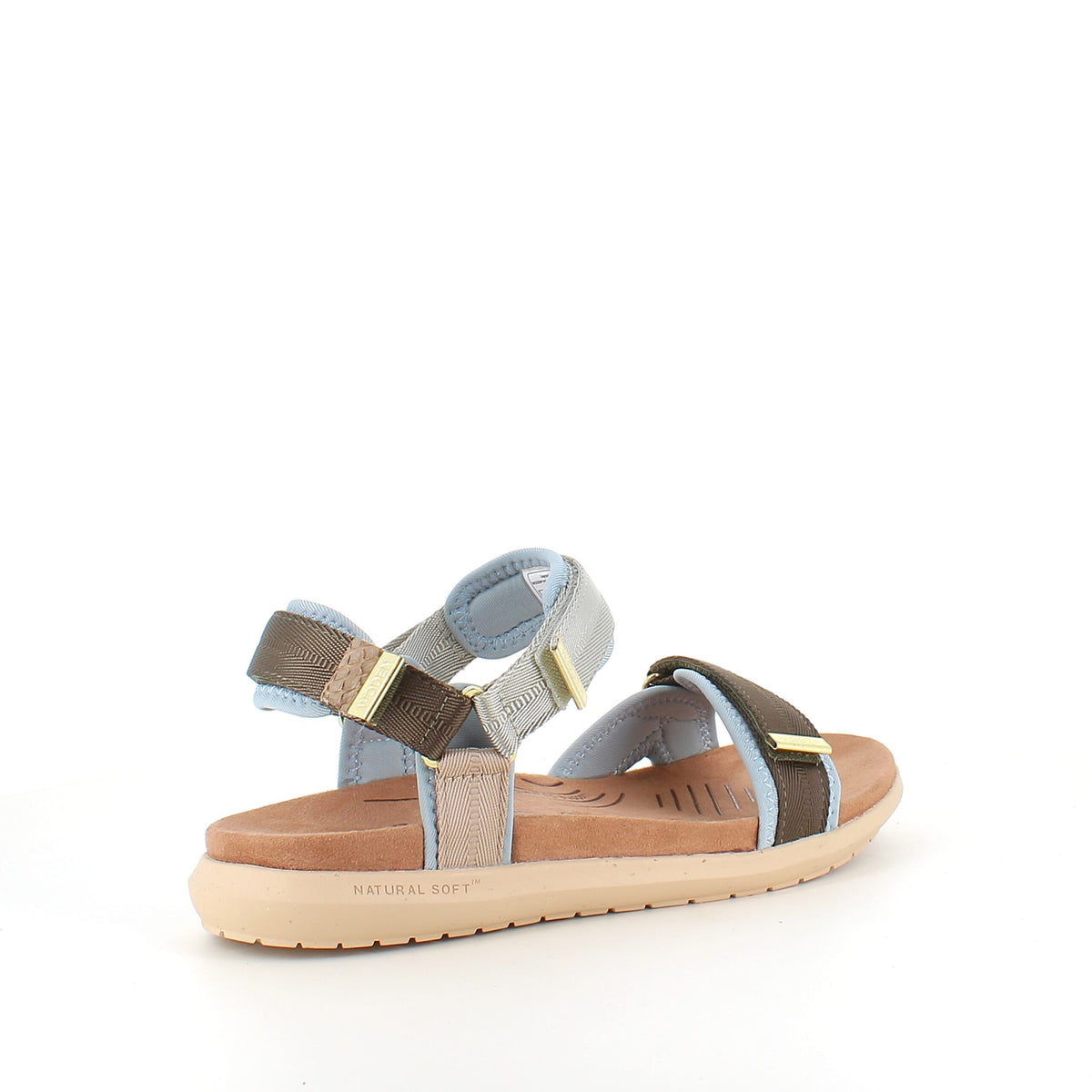 Lyseblå/grøn Woden sandal med god svangstøtte