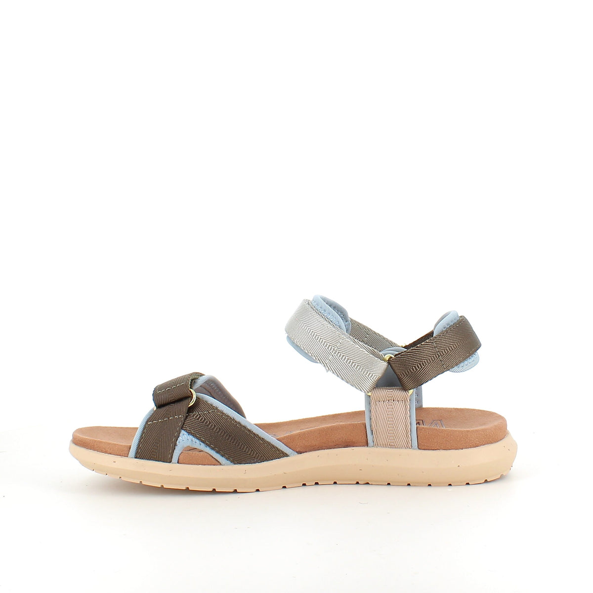 Lyseblå/grøn Woden sandal med god svangstøtte