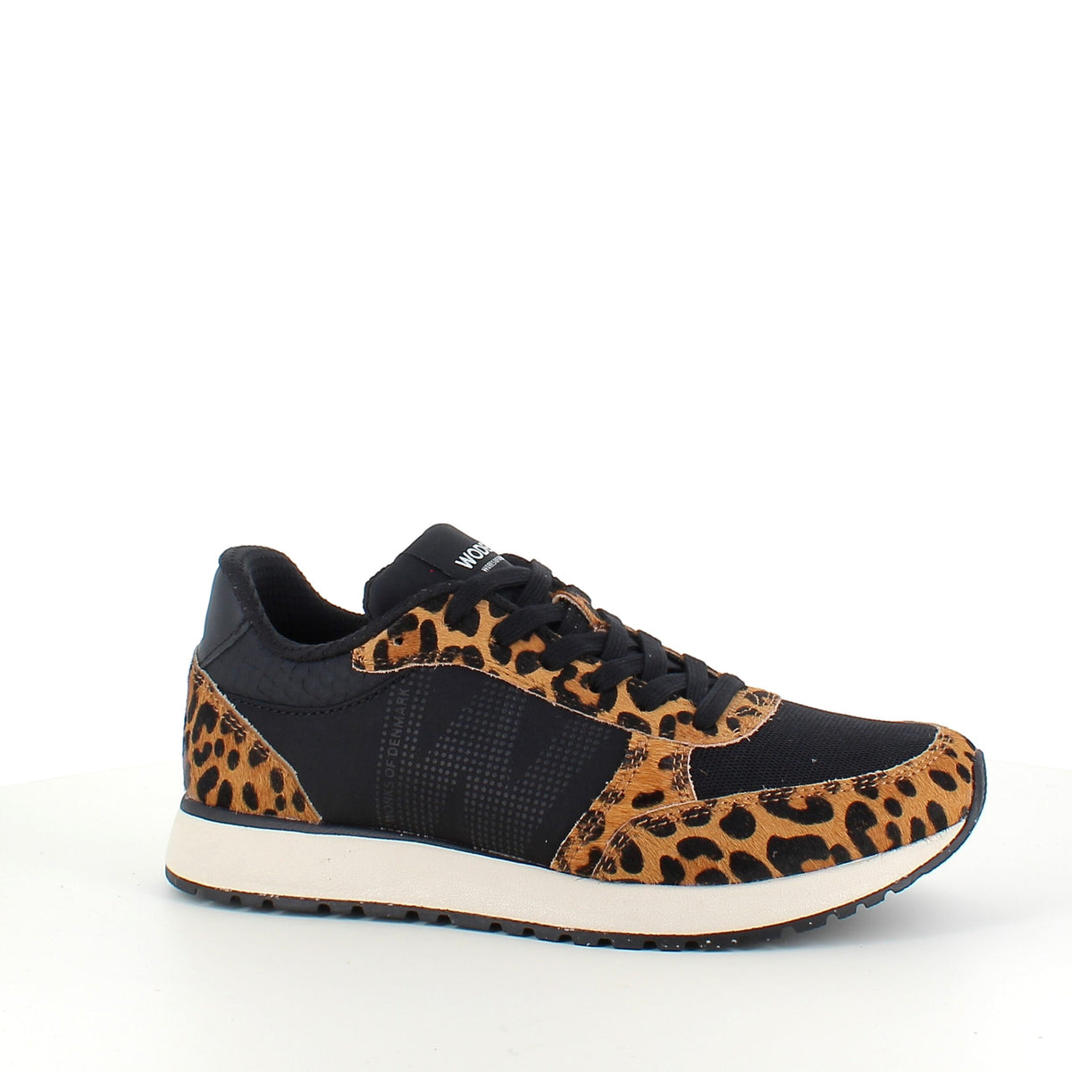 Smarte Woden sneakers i sort mix med leopardmønster