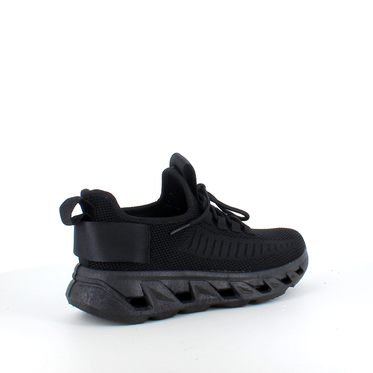Sorte slip-on sko med strikoverdel