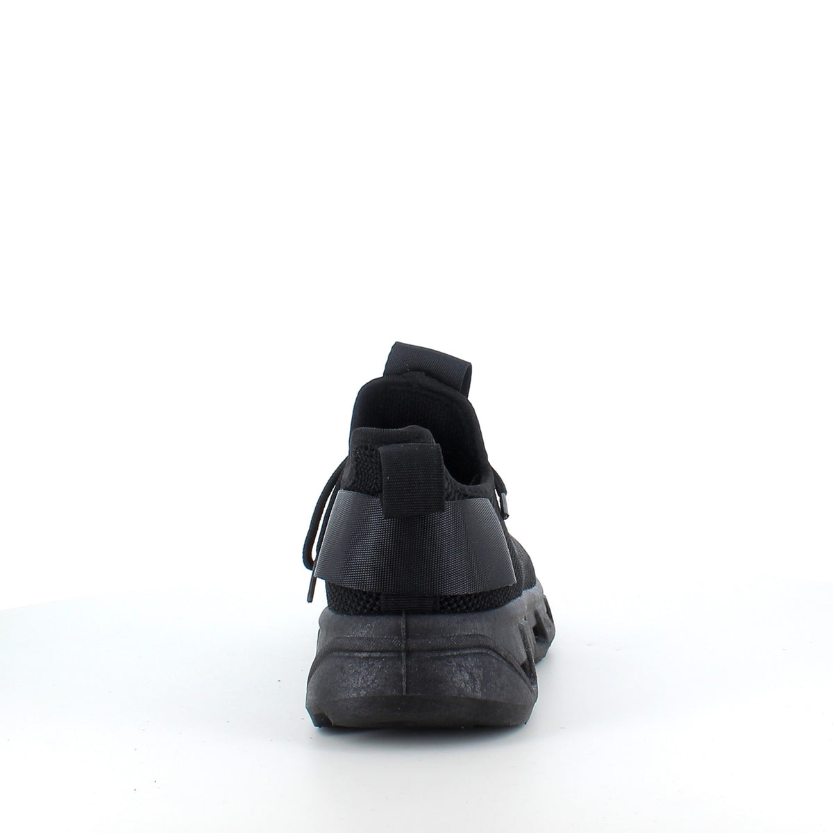 Sorte slip-on sko med strikoverdel