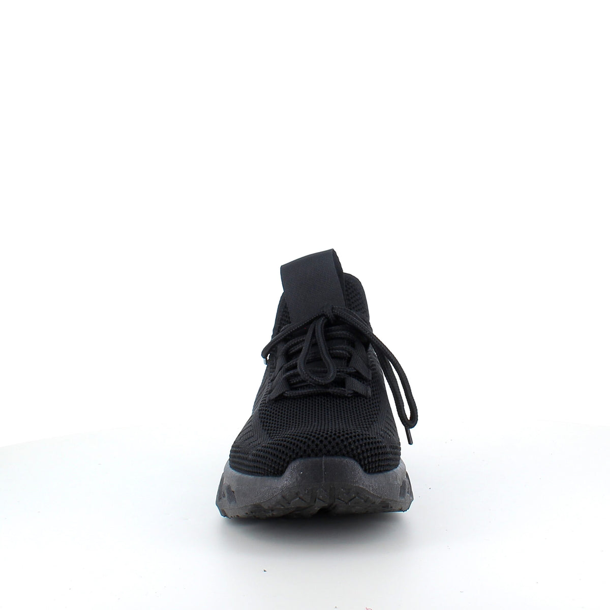 Sorte slip-on sko med strikoverdel
