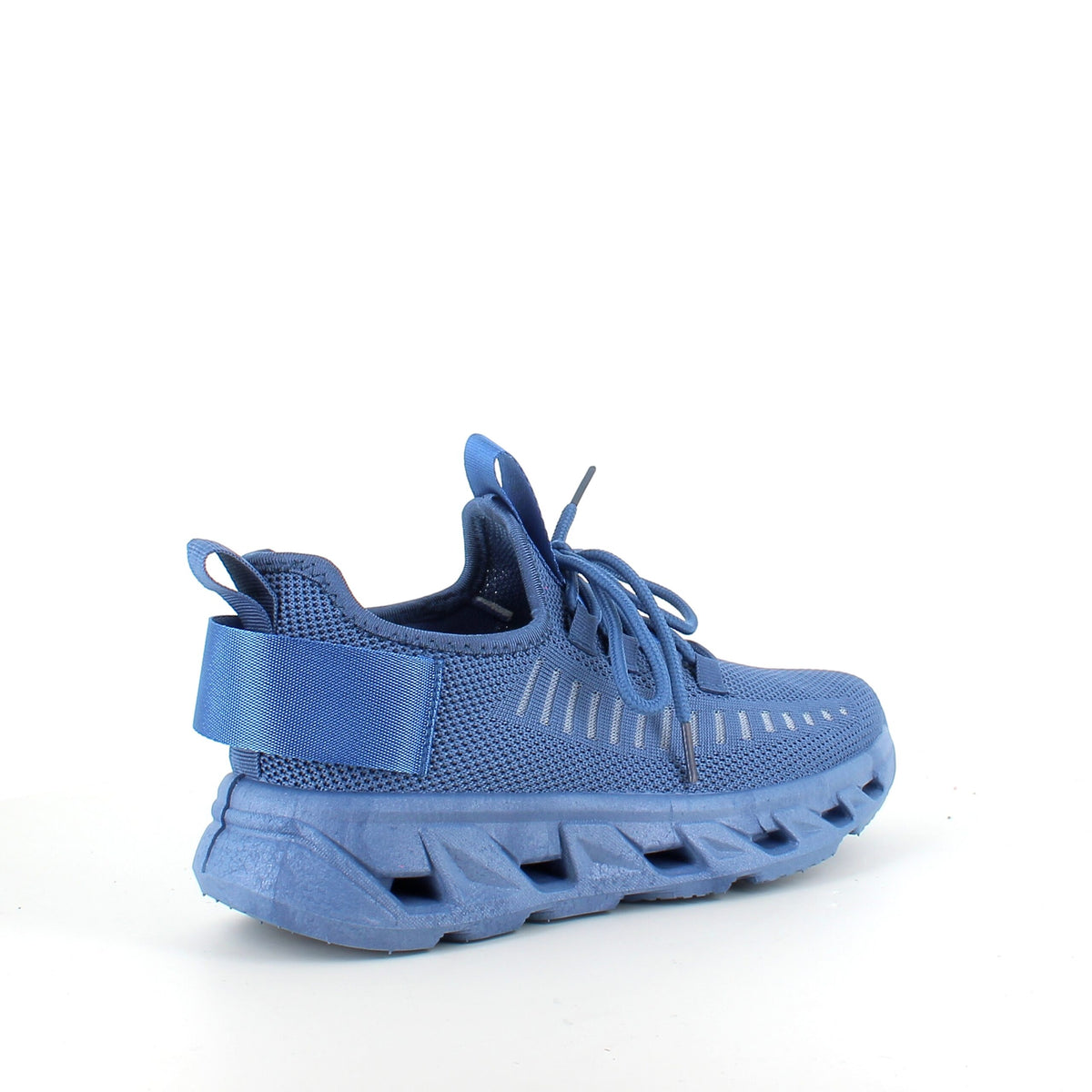Blå slip-on sko med strikoverdel