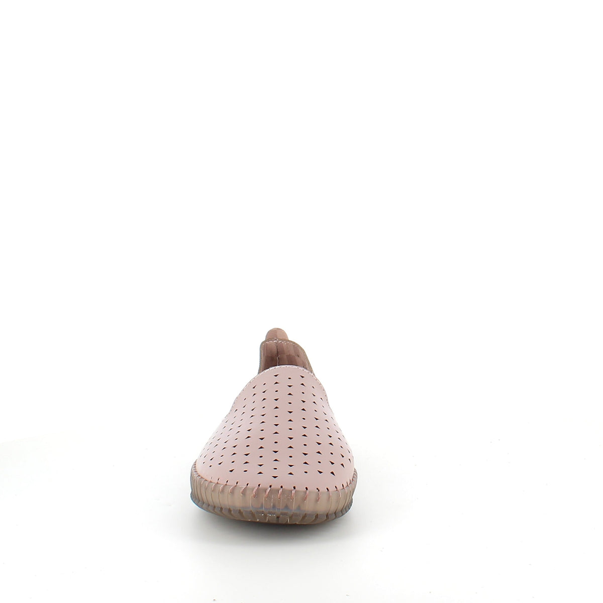 Beige ballerinasko med fint, perforeret mønster