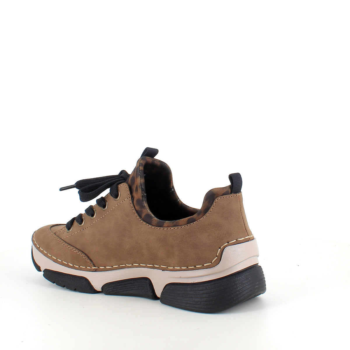 Rieker sneakers til dame i brun med leopard detaljer