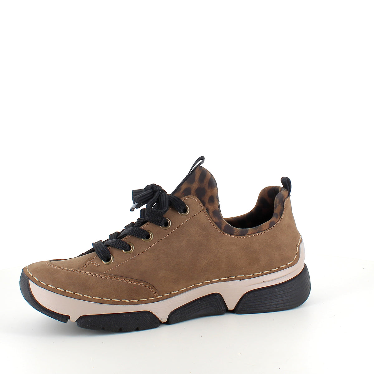 Rieker sneakers til dame i brun med leopard detaljer