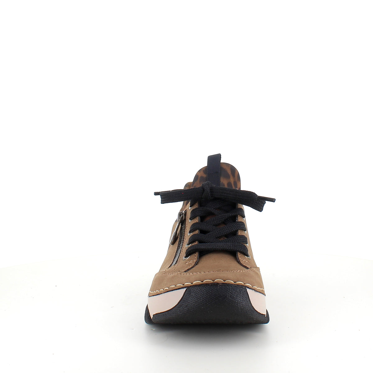 Rieker sneakers til dame i brun med leopard detaljer