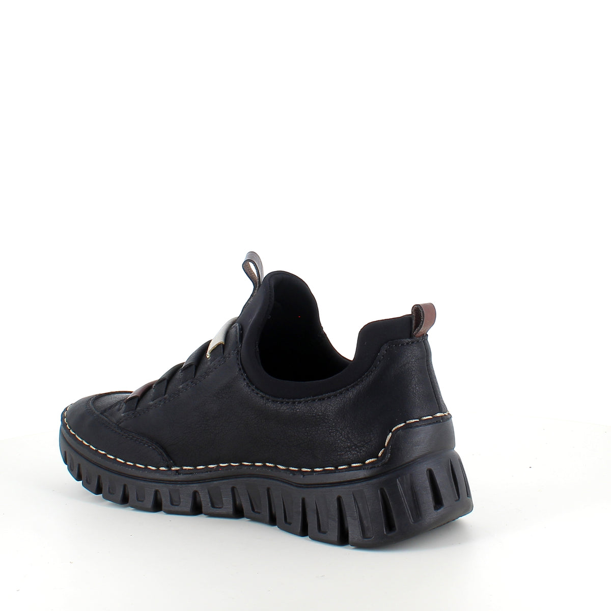 Rieker sko til dame i sort – fleksibel slip-on komfort