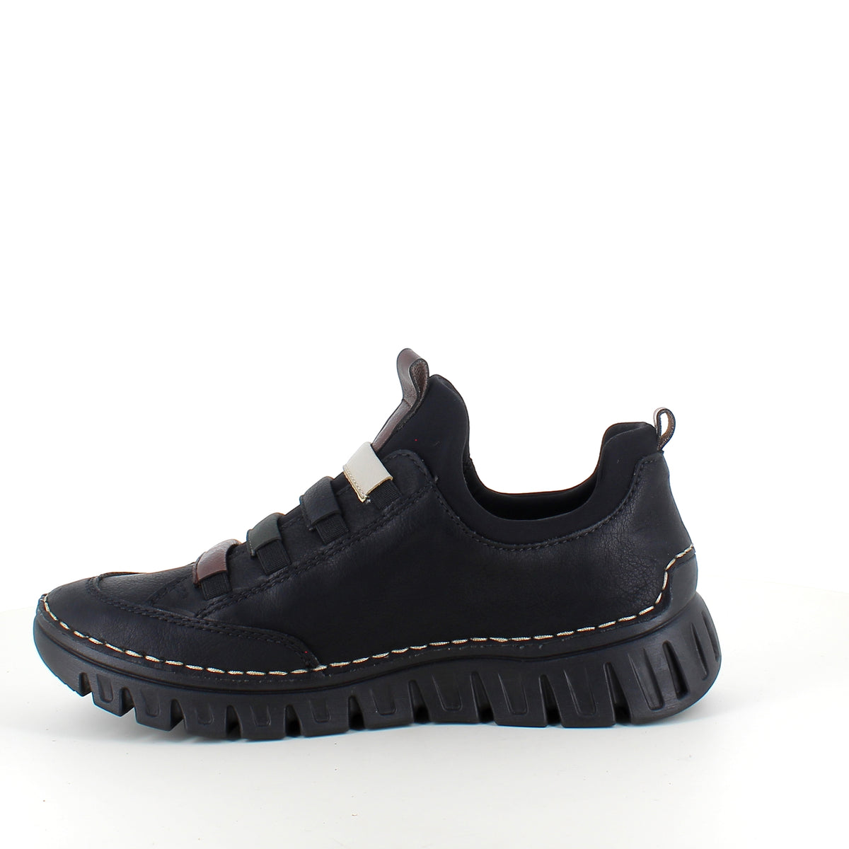 Rieker sko til dame i sort – fleksibel slip-on komfort