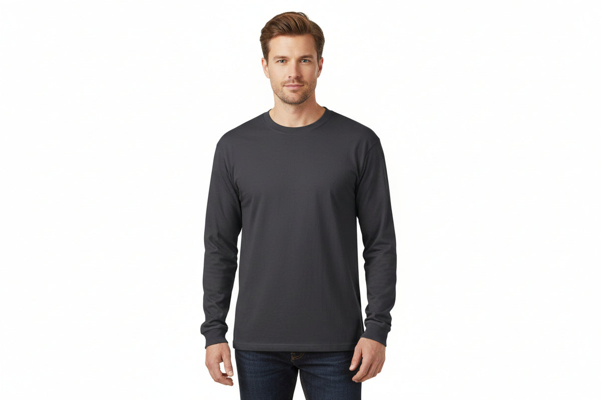 Slidstærk mørkegrå langærmet t-shirt til mænd
