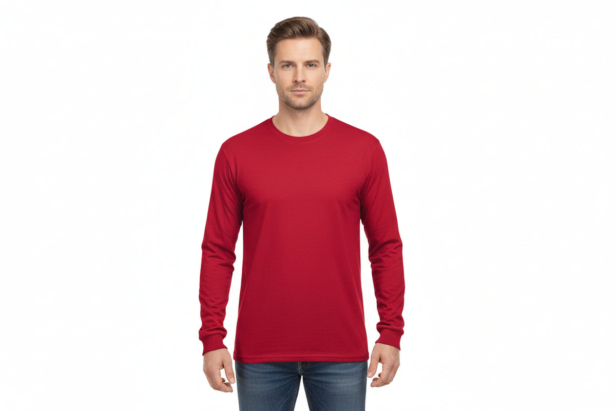 Slidstærk rød langærmet t-shirt til mænd